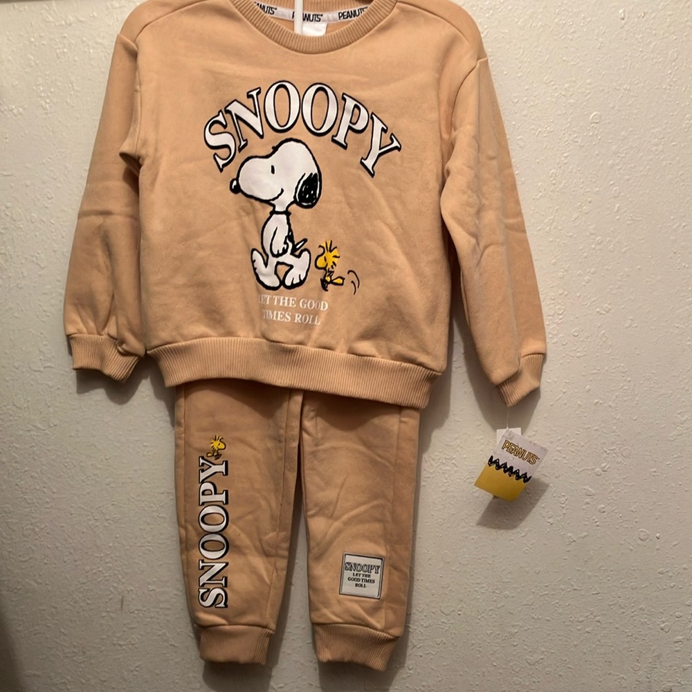 Peanuts Kids Matching Set in Tan - Picture 1 of 5